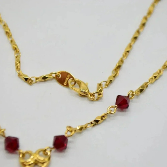 Red Crystal Avon Lariat Y Necklace - Picture 4 of 4